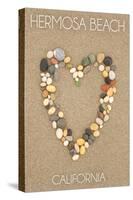 Hermosa Beach, California - Stone Heart on Sand-Lantern Press-Stretched Canvas
