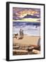 Hermosa Beach, California - Sunset Beach Scene-Lantern Press-Framed Art Print