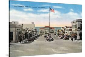 Hermosa Beach, California - View of Pier Avenue-Lantern Press-Stretched Canvas