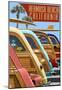 Hermosa Beach, California - Woodies Lined Up-null-Mounted Poster