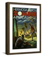 Hermosa Beach, California - Zombie Apocalypse-Lantern Press-Framed Art Print