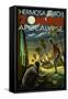 Hermosa Beach, California - Zombie Apocalypse-Lantern Press-Framed Stretched Canvas