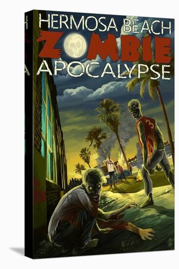 Hermosa Beach, California - Zombie Apocalypse-Lantern Press-Stretched Canvas