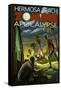 Hermosa Beach, California - Zombie Apocalypse-Lantern Press-Framed Stretched Canvas