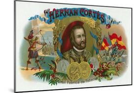 Hernan Cortes Brand Cigar Box Label-Lantern Press-Mounted Art Print