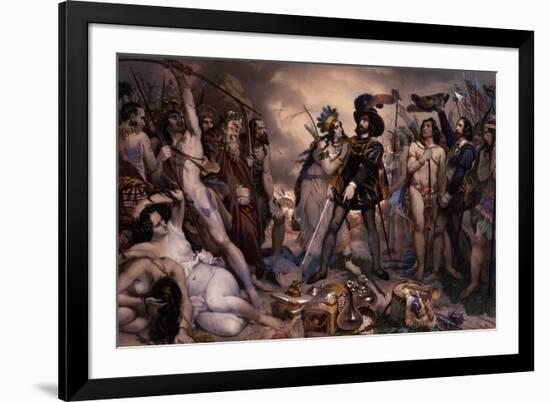 Hernan Cortes Destroys Fleet, July 1519, Making Return from Mexico Impossible, by Nicholas Maurin-null-Framed Giclee Print