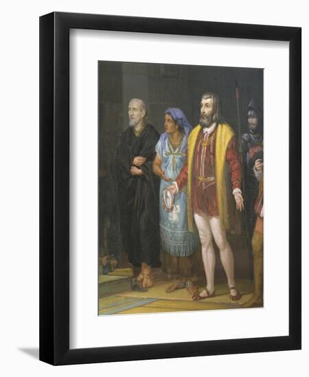 Hernan Cortes, La Malinche and Bartolome De Las Casas-Juan Ortega-Framed Giclee Print