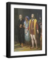 Hernan Cortes, La Malinche and Bartolome De Las Casas-Juan Ortega-Framed Giclee Print