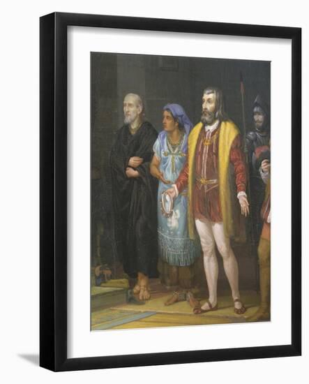 Hernan Cortes, La Malinche and Bartolome De Las Casas-Juan Ortega-Framed Giclee Print