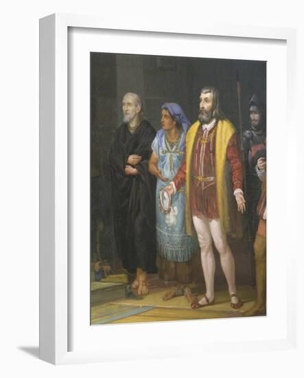 Hernan Cortes, La Malinche and Bartolome De Las Casas-Juan Ortega-Framed Giclee Print