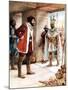 Hernan Cortes Meeting the Aztec Emperor Montezuma, 1519-null-Mounted Giclee Print