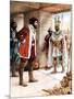 Hernan Cortes Meeting the Aztec Emperor Montezuma, 1519-null-Mounted Giclee Print