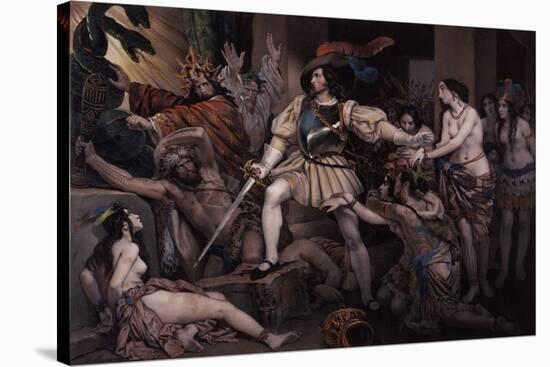 Hernan Cortes Opposing Human Sacrifice-Nicolas Eustache Maurin-Stretched Canvas