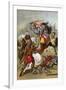 Hernando Cortes Loses Two Horses in Battle with Tlaxcalan Natives in Conquering Mexico, c.1519-null-Framed Giclee Print