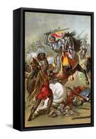 Hernando Cortes Loses Two Horses in Battle with Tlaxcalan Natives in Conquering Mexico, c.1519-null-Framed Stretched Canvas