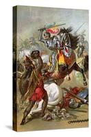 Hernando Cortes Loses Two Horses in Battle with Tlaxcalan Natives in Conquering Mexico, c.1519-null-Stretched Canvas