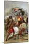 Hernando Cortes Loses Two Horses in Battle with Tlaxcalan Natives in Conquering Mexico, c.1519-null-Mounted Giclee Print