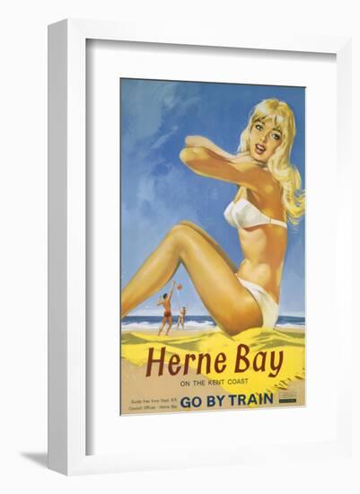 Herne Bay Girl in White Bikini-null-Framed Art Print