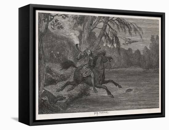 Herne the Hunter Herne the Hunter Plunges into the Lake-George Cruikshank-Framed Stretched Canvas