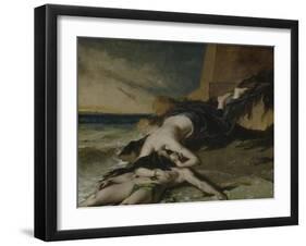 Hero, Having Thrown Herself from the Tower at the Sight of Leander Drowned, Dies on His Body-William Etty-Framed Giclee Print