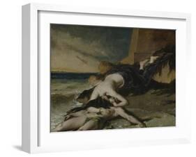 Hero, Having Thrown Herself from the Tower at the Sight of Leander Drowned, Dies on His Body-William Etty-Framed Giclee Print