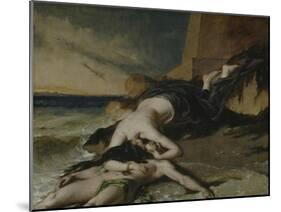 Hero, Having Thrown Herself from the Tower at the Sight of Leander Drowned, Dies on His Body-William Etty-Mounted Giclee Print