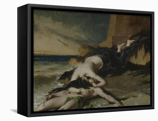 Hero, Having Thrown Herself from the Tower at the Sight of Leander Drowned, Dies on His Body-William Etty-Framed Stretched Canvas