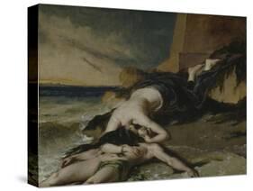 Hero, Having Thrown Herself from the Tower at the Sight of Leander Drowned, Dies on His Body-William Etty-Stretched Canvas