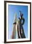 Hero Statue on the Hero City Obelisk, Pieramohi Park, Minsk, Belarus, Europe-Michael Runkel-Framed Photographic Print