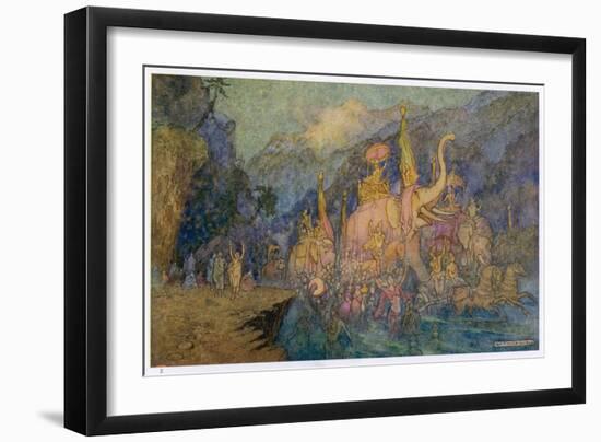 Heroes Rise from Ganges-Warwick Goble-Framed Art Print