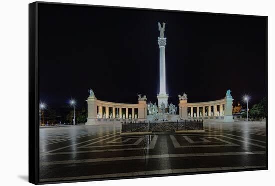 Heroes Square At Night In Budapest, Hungary-George Oze-Framed Stretched Canvas