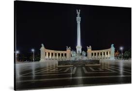 Heroes Square At Night In Budapest, Hungary-George Oze-Stretched Canvas
