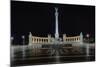 Heroes Square At Night In Budapest, Hungary-George Oze-Mounted Photographic Print