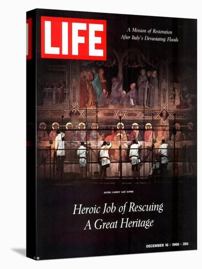 Heroic Job of Rescuing a Great Heritage, Restoring the Last Supper after Floods, December 16, 1966-David Lees-Stretched Canvas