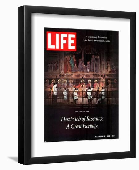 Heroic Job of Rescuing a Great Heritage, Restoring the Last Supper after Floods, December 16, 1966-David Lees-Framed Premium Photographic Print