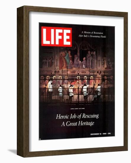 Heroic Job of Rescuing a Great Heritage, Restoring the Last Supper after Floods, December 16, 1966-David Lees-Framed Photographic Print