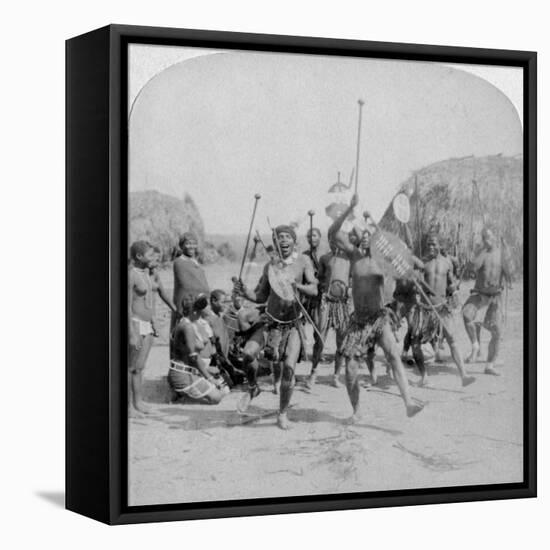 Heroic Sports of the Kraal, a Zulu War Dance, Zululand, South Africa, 1901-Underwood & Underwood-Framed Stretched Canvas