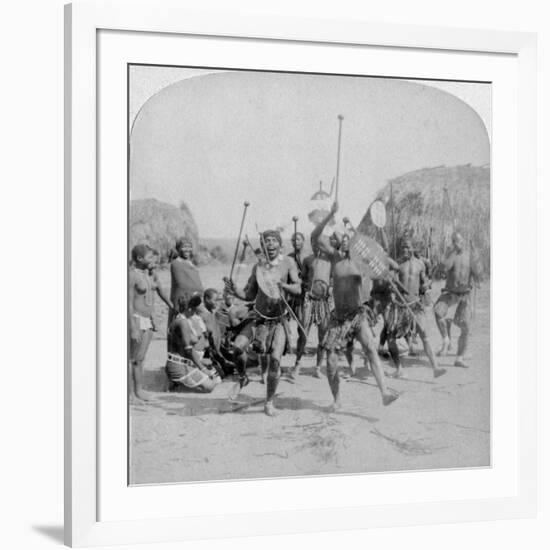 Heroic Sports of the Kraal, a Zulu War Dance, Zululand, South Africa, 1901-Underwood & Underwood-Framed Giclee Print