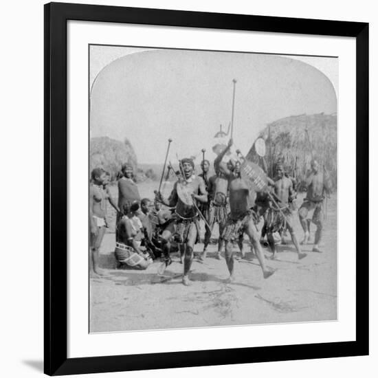 Heroic Sports of the Kraal, a Zulu War Dance, Zululand, South Africa, 1901-Underwood & Underwood-Framed Giclee Print