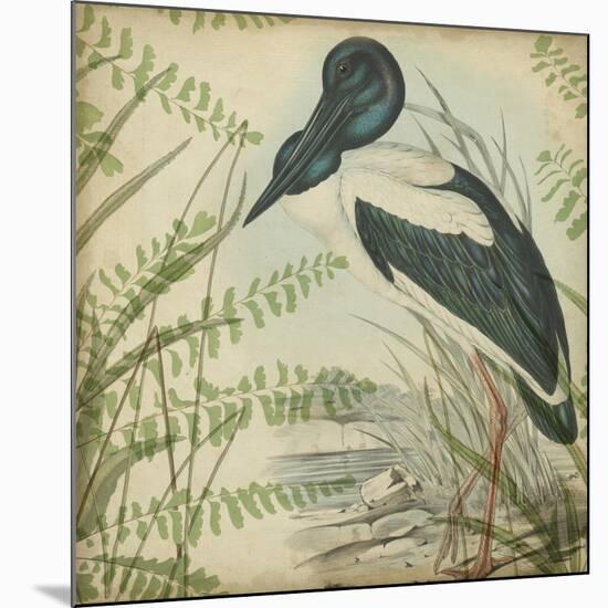 Heron and Ferns I-Vision Studio-Mounted Art Print