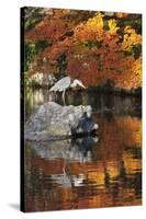 Heron on Lake in Autumn, Eikan-Do Temple, Northern Higashiyama, Kyoto, Japan-Stuart Black-Stretched Canvas