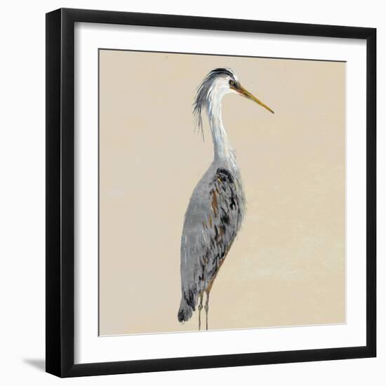 Heron on Tan I-Julie DeRice-Framed Art Print