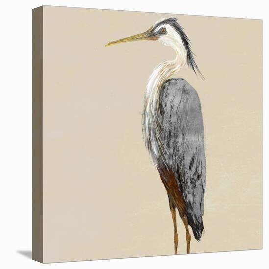 Heron on Tan II-Julie DeRice-Stretched Canvas