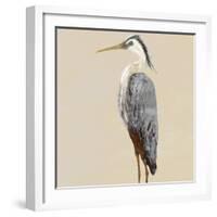 Heron on Tan II-Julie DeRice-Framed Art Print