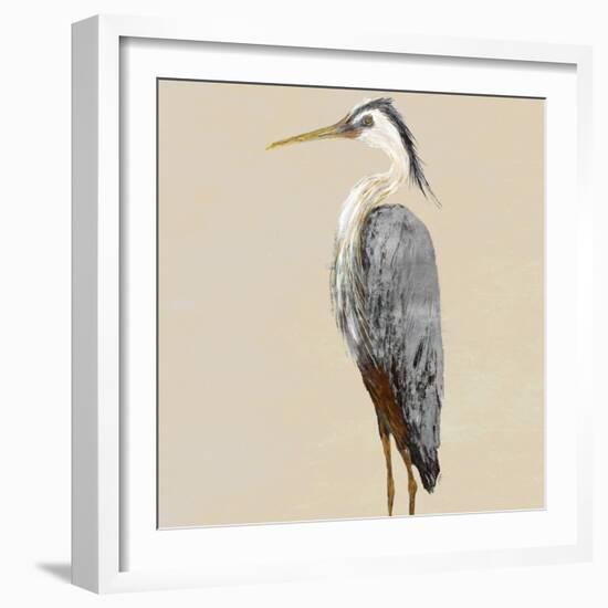 Heron on Tan II-Julie DeRice-Framed Art Print