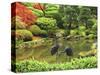 Heron Sculptures in the Portland Japanese Garden, Portland Japanese Garden, Portland, Oregon, USA-Michel Hersen-Stretched Canvas