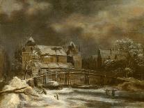 A Winter Landscape with Buildings by a Footbridge-Herri Met De Bles-Giclee Print