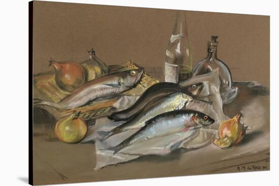 Herring and Whiting, 1971 (Pastel)-Anthea Durose-Stretched Canvas