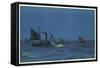 Herring Drifters in the North Sea-Charles Pears-Framed Stretched Canvas