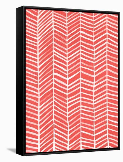 Herringbone - Coral-Cat Coquillette-Framed Stretched Canvas